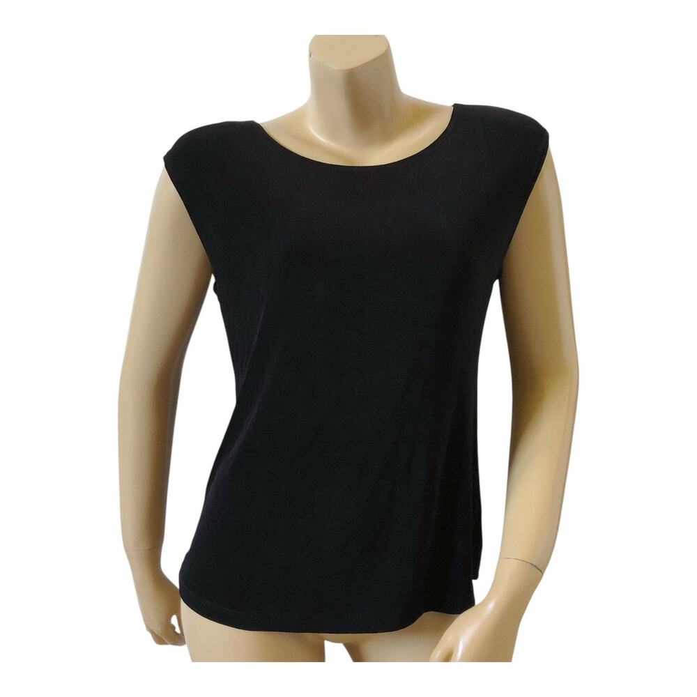 Coldwater Creek Top Womens S Black Slinky Stretch Knit Scoop Neck Travel Work